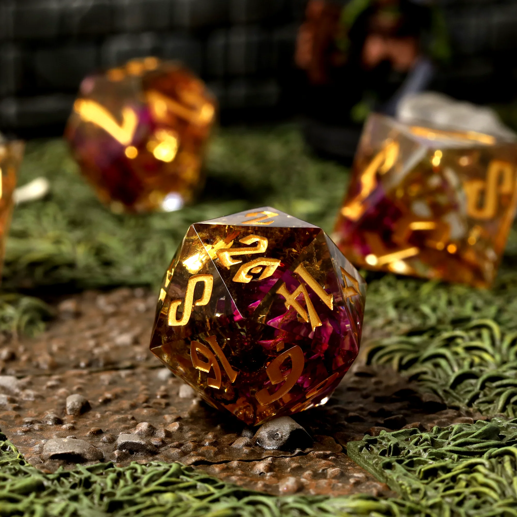 Sunlit Garden Sharp Edge Resin RPG Dice Set - Image 3